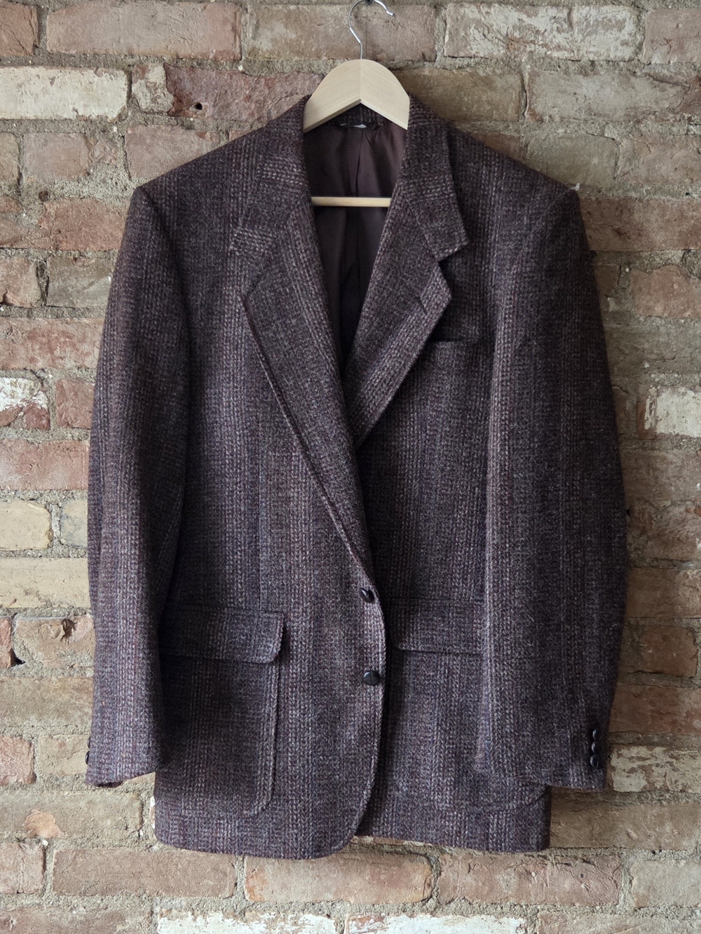 Classic Men's Harris Tweed Wool Blazer Brown Herringbone Size 42